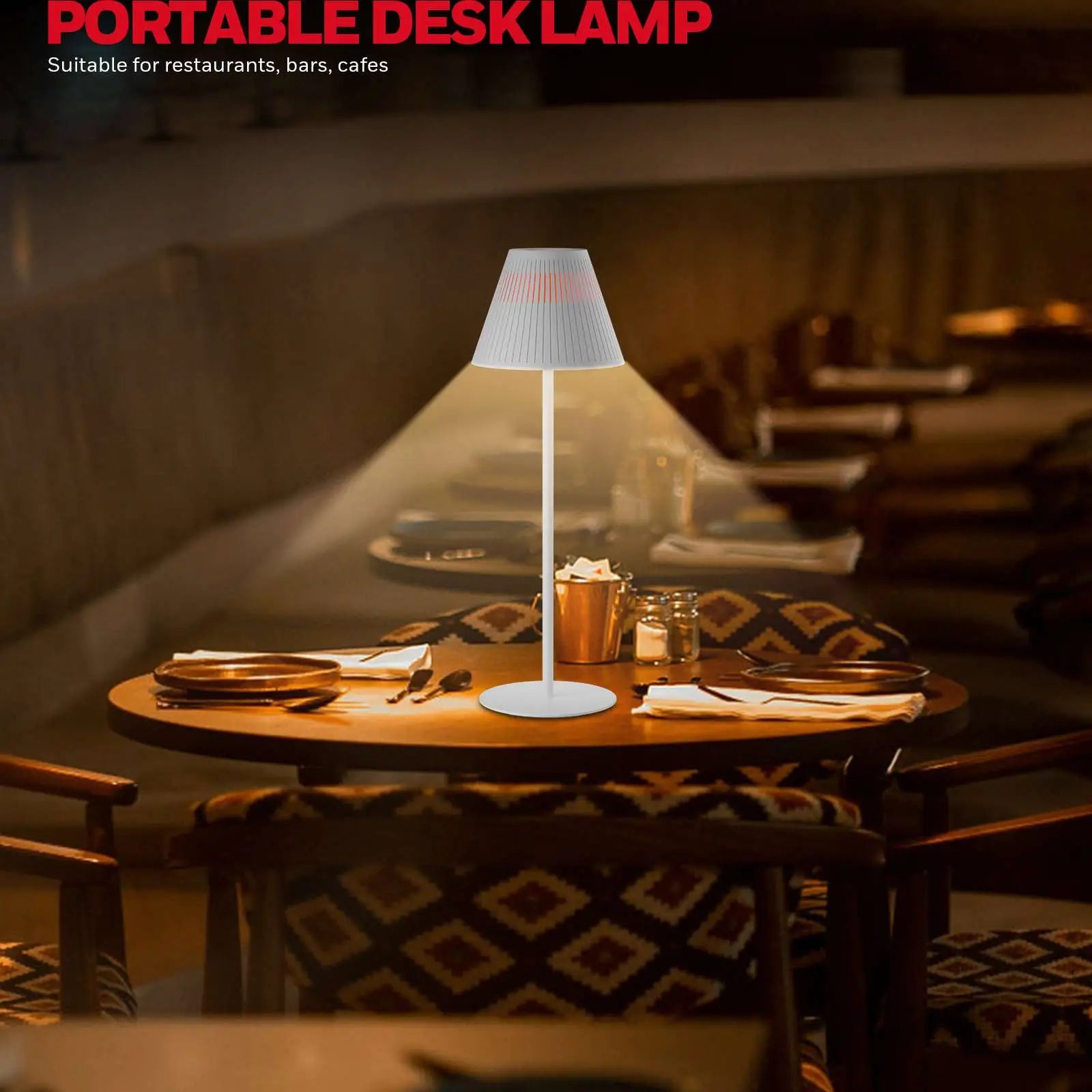 Close-up of Honeywell smart table lamp touch controls showing stepless dimming and memory function