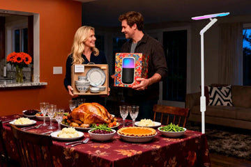 Smart dimmable floor lamp as thoughtful Thanksgiving gift for newlywed couple