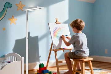 Artist studio with 02E providing 100 foot-candle uniform field across large watercolor workspace