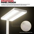 White rectangular led floor lamp with ergonomic panel and high-density microrhombic crystal plate for living room bedroom use