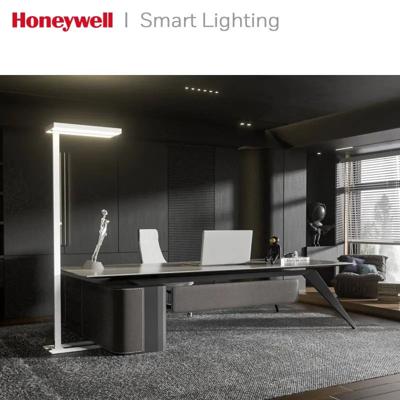 Modern white honeywell smart floor lamp with sleek minimalist design and 16500 lumen led lighting for living room bedroom