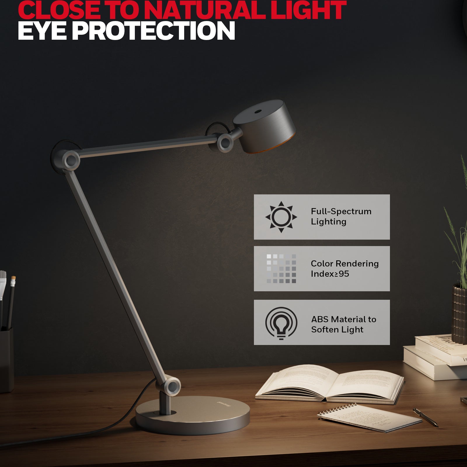 Honeywell Full Metal Efficient Desk Lamp - Sunturalux™ 01A Eye Protection with Touch Controls