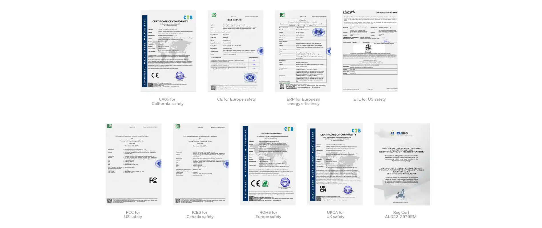 Collection of certification documents and compliance paperwork.