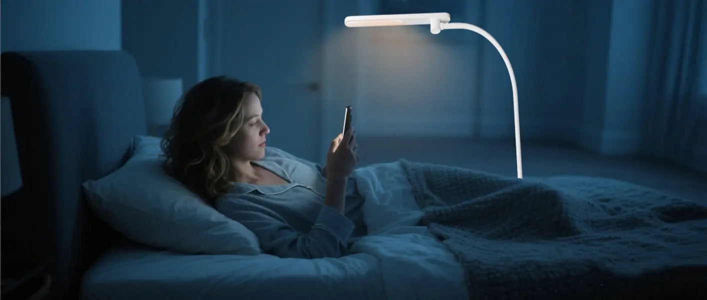 place lamp beside one's bed