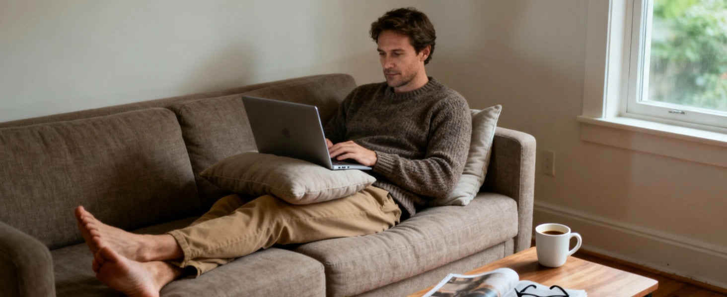 Verstellbare Schwanenhals-Stehlampe neben der Couch für fokussiertes Leselicht ohne Blendung