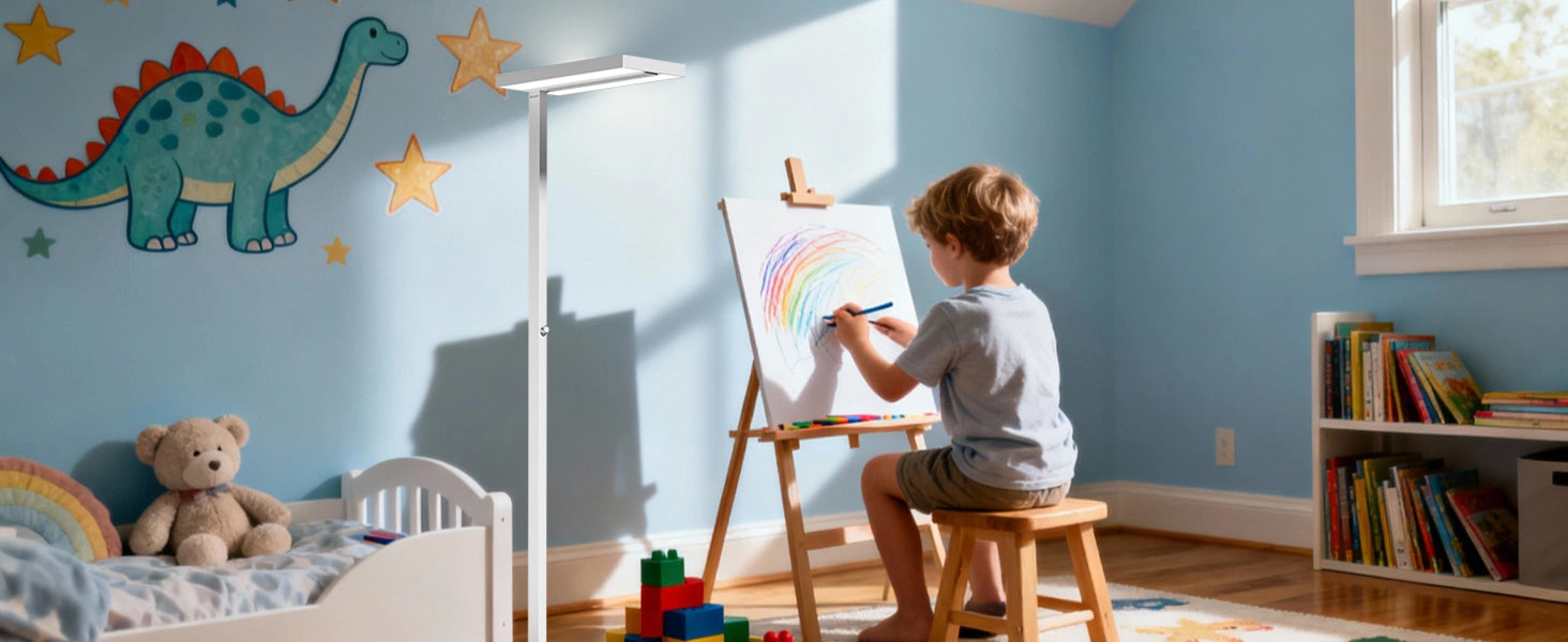 Studio d'artista con 02E che fornisce un campo uniforme di 100 foot-candle su un ampio spazio di lavoro per acquerelli