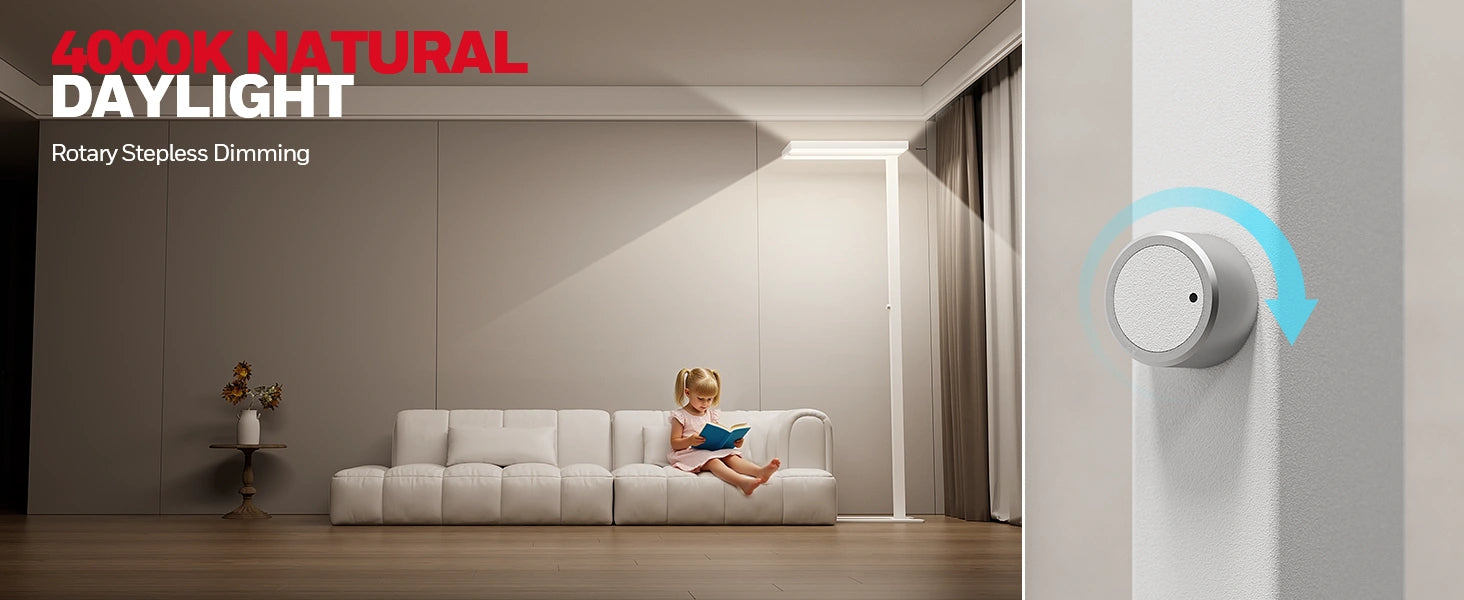 Floor lamp color temperature spectrum guide showing daylight vs warm light