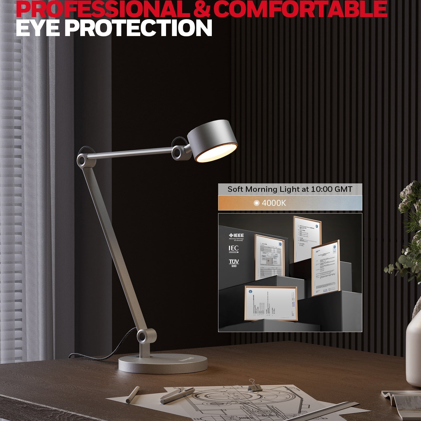 Honeywell® 01A Eye Protection Metal Modern Desk Lamp for Office/Home