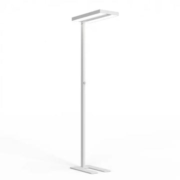 Modern white honeywell 02e 60w natural daylight floor lamp with sleek rectangular head and metal frame for living room
