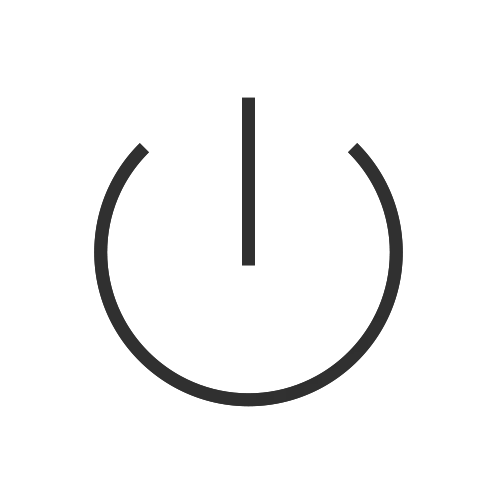 Power button symbol consisting of a circle with a vertical line at the top.