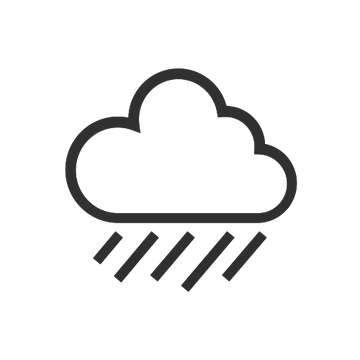 Simple black cloud icon with diagonal rain lines beneath it.