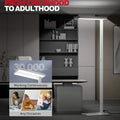 Modern silver-finished honeywell 02e adjustable floor lamp with sleek minimalist design for living room lighting