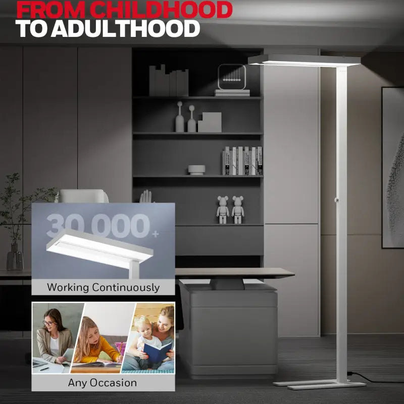 Modern silver-finished honeywell 02e adjustable floor lamp with sleek minimalist design for living room lighting