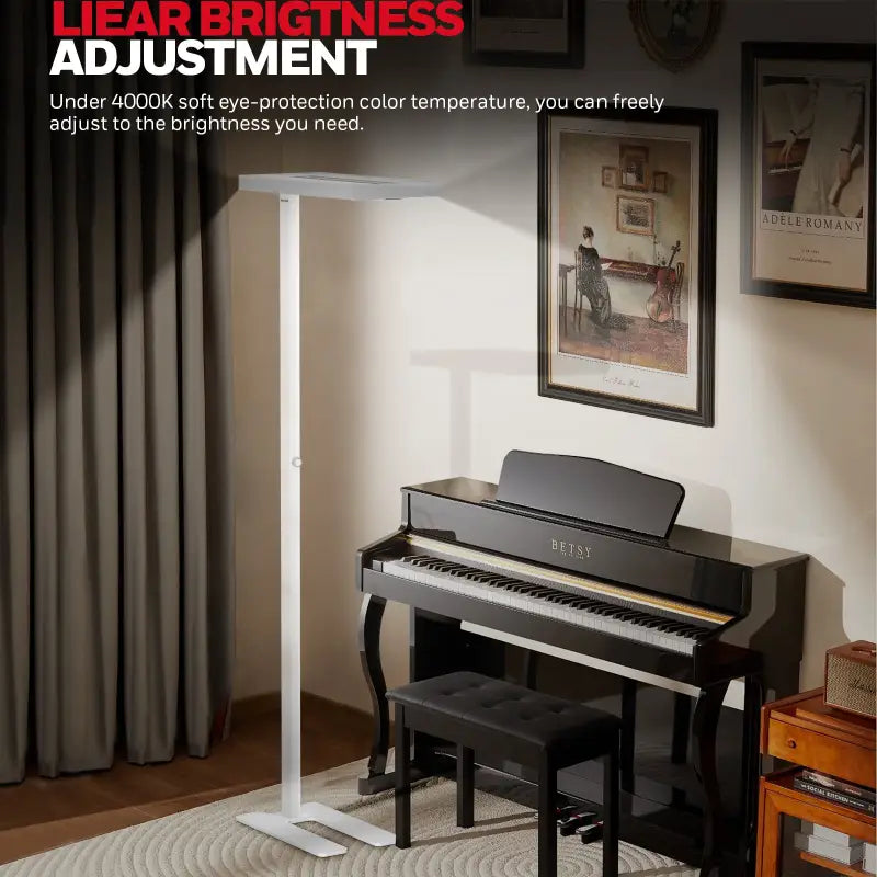 A sleek white honeywell 02e max 155w floor lamp with adjustable brightness for living room eye protection lighting