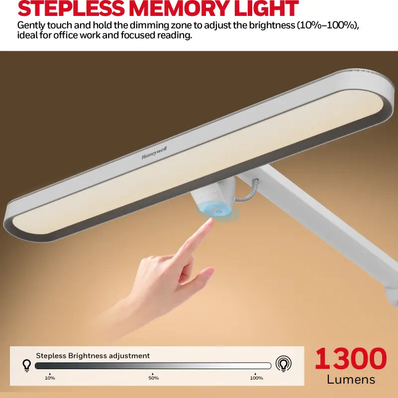 Honeywell 05b02 clip on artist daylight desk lamp with sleek modern stepless memory light in white and silver design