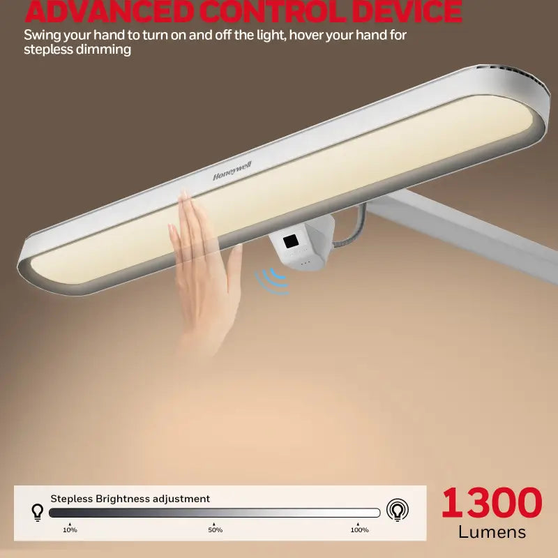 Honeywell 05B02 clip on artist daylight desk lamp with sleek white and silver advanced control LED design