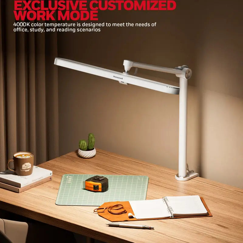 White honeywell 05b02 clip adjustable desk lamp with 4000k daylight for modern office or study use