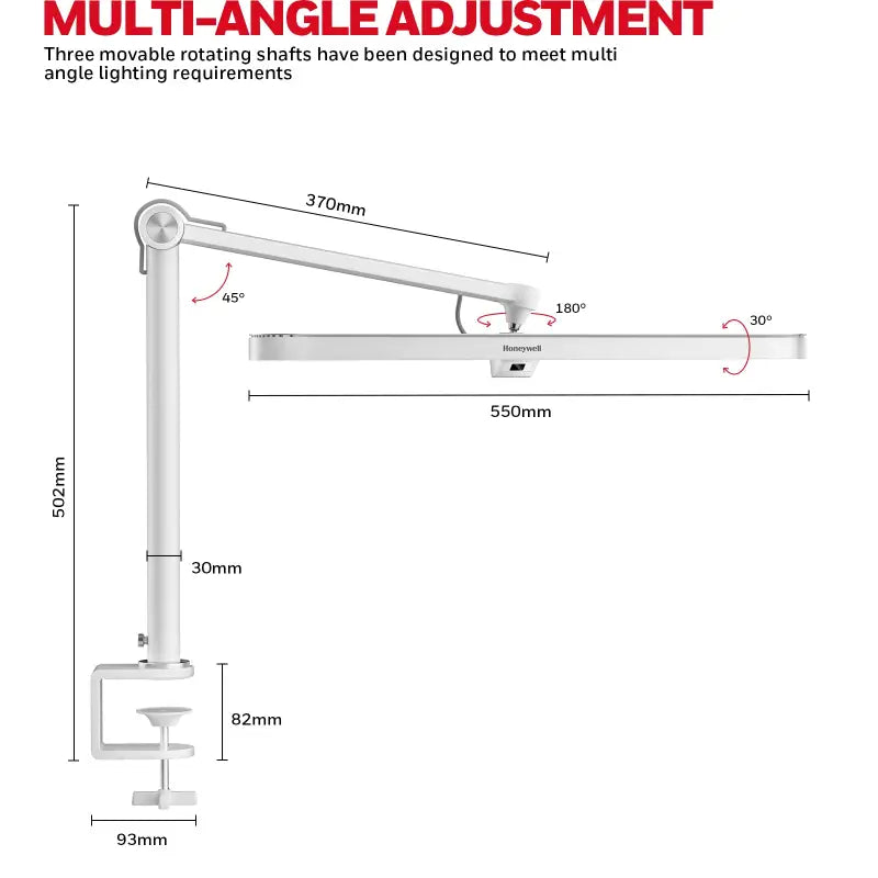 White honeywell 05b02 clip on artist daylight desk lamp with adjustable arms and clamp base for versatile lighting