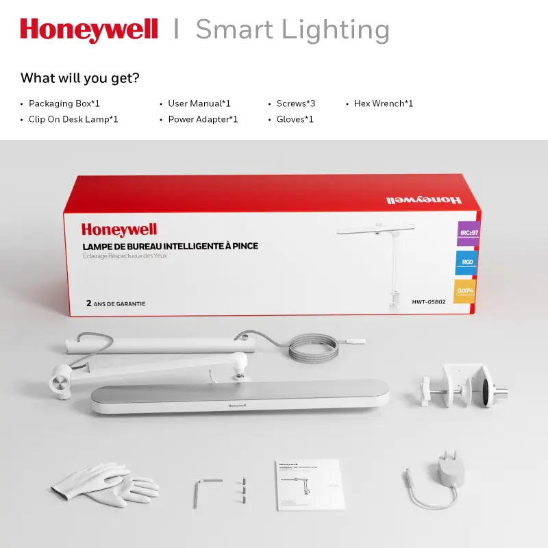 White honeywell 05b02 clip on desk lamp with adjustable arm and modern design for artist daylight use