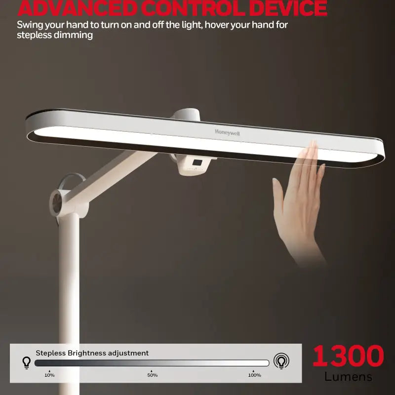 White honeywell 05b02 clip on artist daylight desk lamp with sleek modern design and touch dimming controls