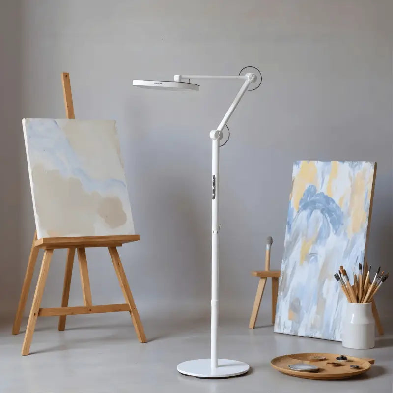 White adjustable floor lamp with articulated arm for targeted lighting honeywell 05d01 artist daylight floor lamp