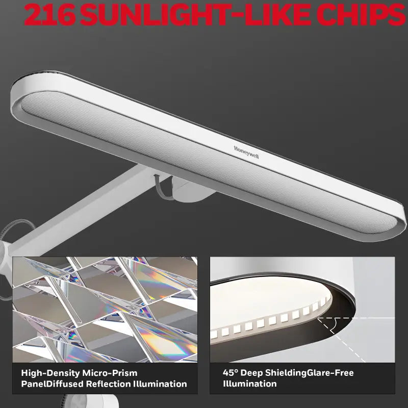 White honeywell 05d01 floor lamp with 216 sunlight-like led chips for diffused illumination and sleek design