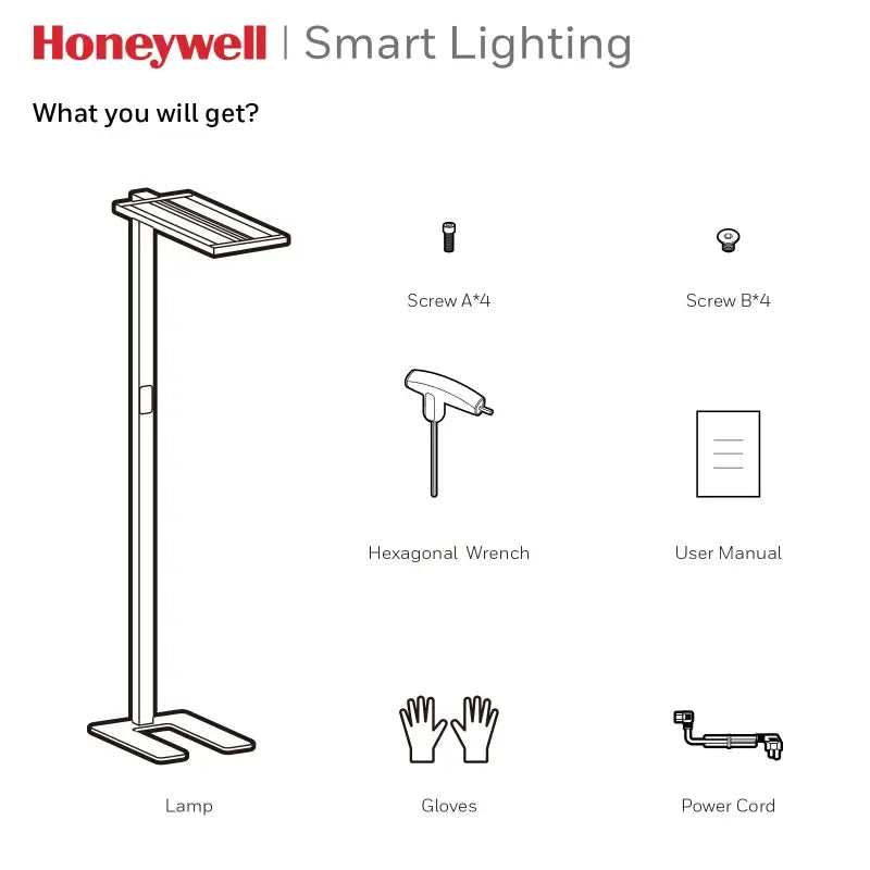 Honeywell 06e max floor lamp with sleek metallic finish natural daylight eye caring smart lighting design