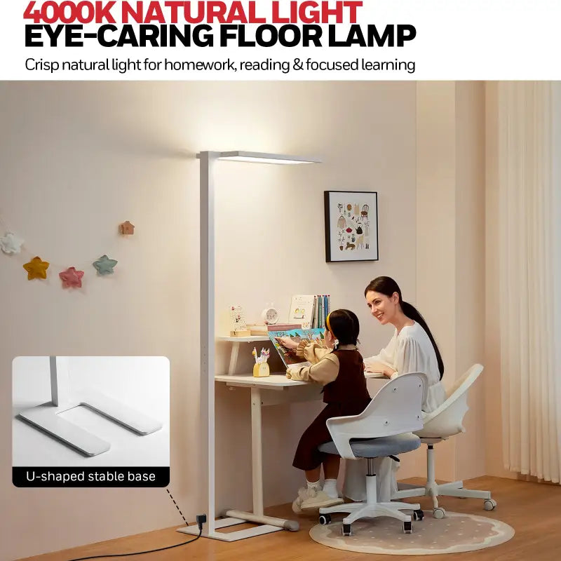 Honeywell 06e series eye caring led reading floor lamp with white 4000k natural light and u shaped stable base
