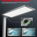 White rectangular floor lamp with metallic stand and smart brightness adjustment honeywell 06e ultra model