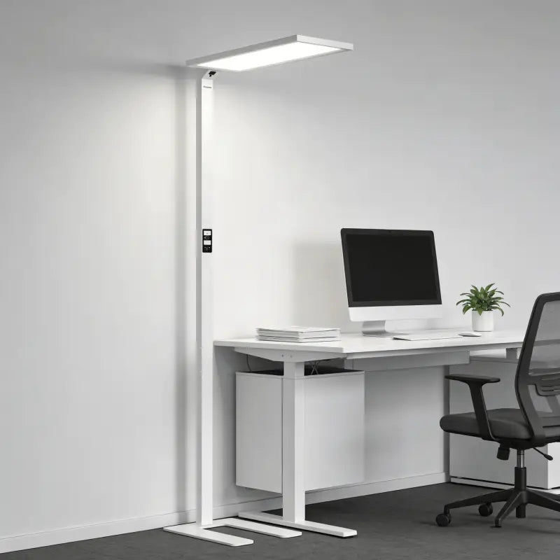 White adjustable floor lamp with led lighting and modern design honeywell 06e ultra eye caring natural daylight