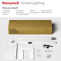 White rectangular honeywell 06e ultra smart lighting lamp head with integrated control panel and sleek modern design