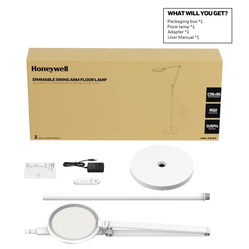 White honeywell f01 adjustable remote control floor lamp with dimmable eye protection and modern axis floor lamp design