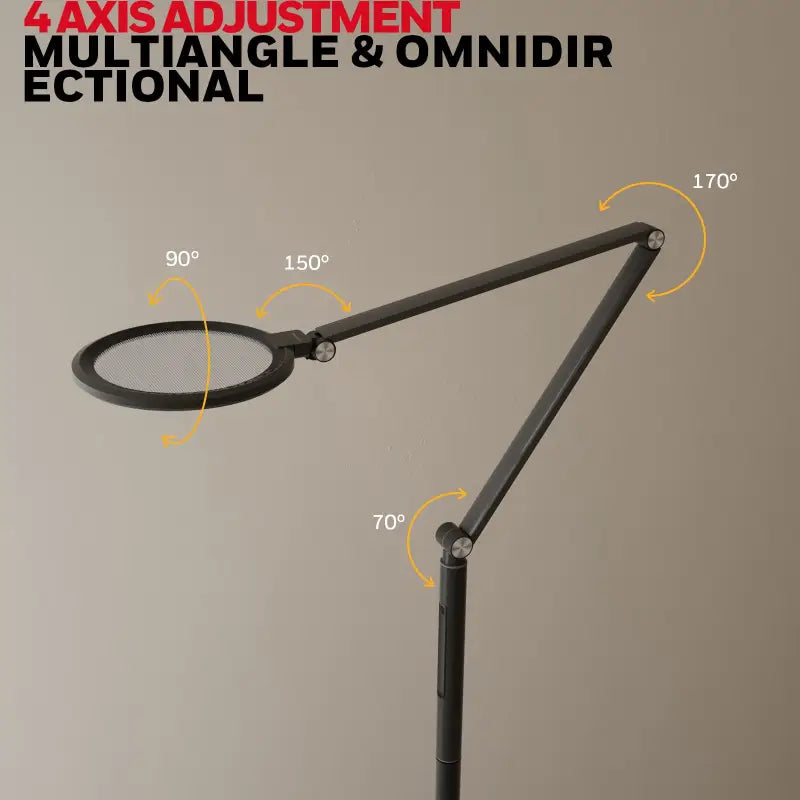 Black metal honeywell f01 adjustable remote control floor lamp with circular mesh shade and eye protection adjustable arm
