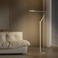 White minimalist honeywell® f01 eye protection adjustable floor lamp with sleek arm and circular led head