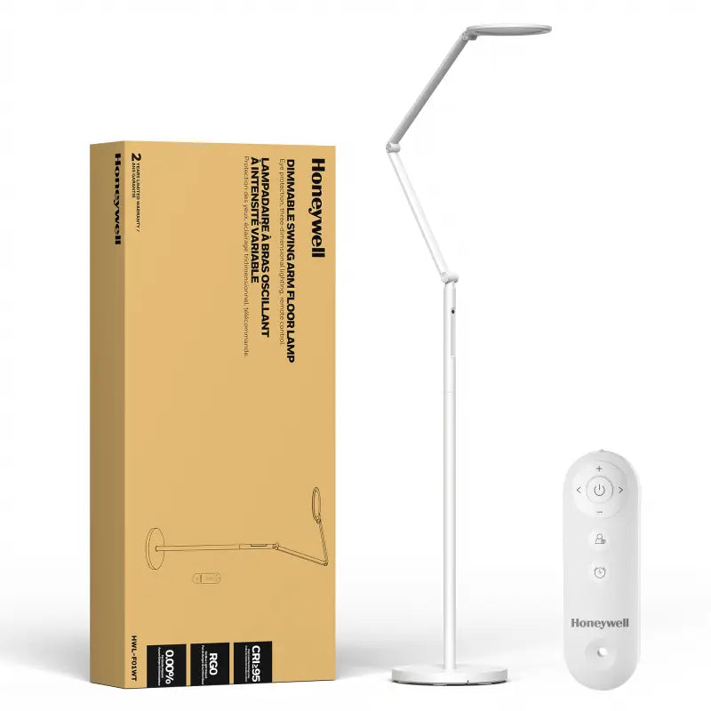 White honeywell f01 adjustable remote control axis floor lamp with eye protection adjustable led swing arm