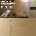 White remote control with touch-sensitive buttons for wireless lighting adjustment in honeywell f2 torchiere tall standing floor lamp
