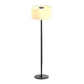 Black metal floor lamp with cylindrical cream fabric shade featuring adjustable color temperature honeywell hwl-f3