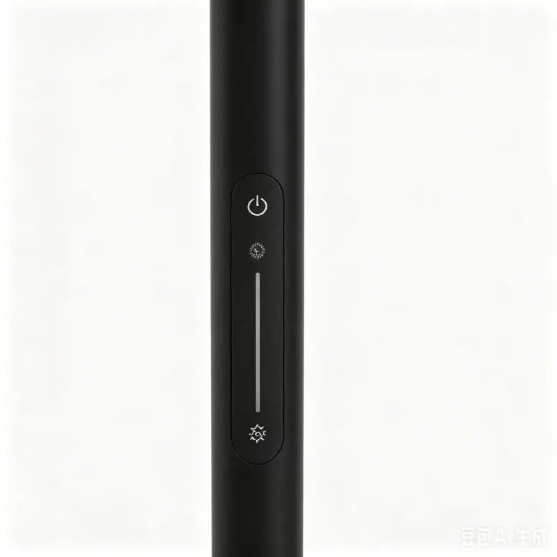 Black cylindrical lamp base with integrated power and brightness buttons on honeywell hwl-f3 floor lamp for color temperature control