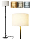 Honeywell F3 Soft LED Retro floor lamp with sleek black pole and off-white fabric cylindrical shade for soft lighting