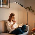 Black adjustable led honeywell f4 gooseneck floor lamp with curved arm ideal for modern living room floor lamps
