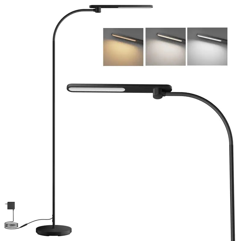 Black adjustable honeywell f4 gooseneck floor lamp with three lighting modes for modern living room floor lamps