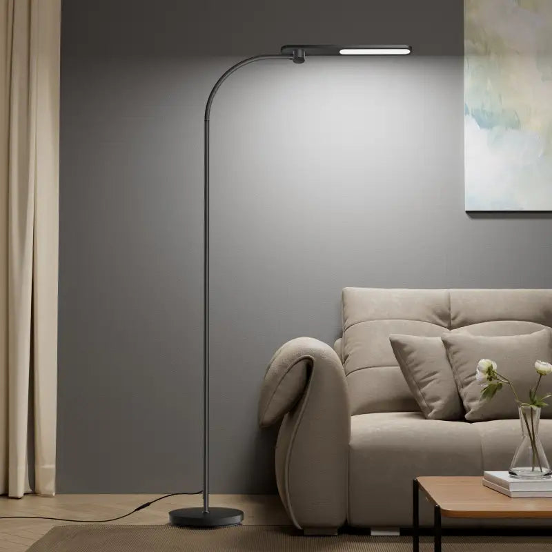 Black adjustable honeywell f4 gooseneck floor lamp with three lighting modes for modern living room floor lamps