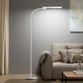 Honeywell F4 gooseneck floor lamp in white with a sleek curved neck and rectangular led light head for living room