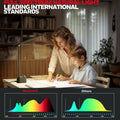 Honeywell H01 foldable desk lamp with sleek black metal frame and adjustable arm for eye protection and full-spectrum lighting