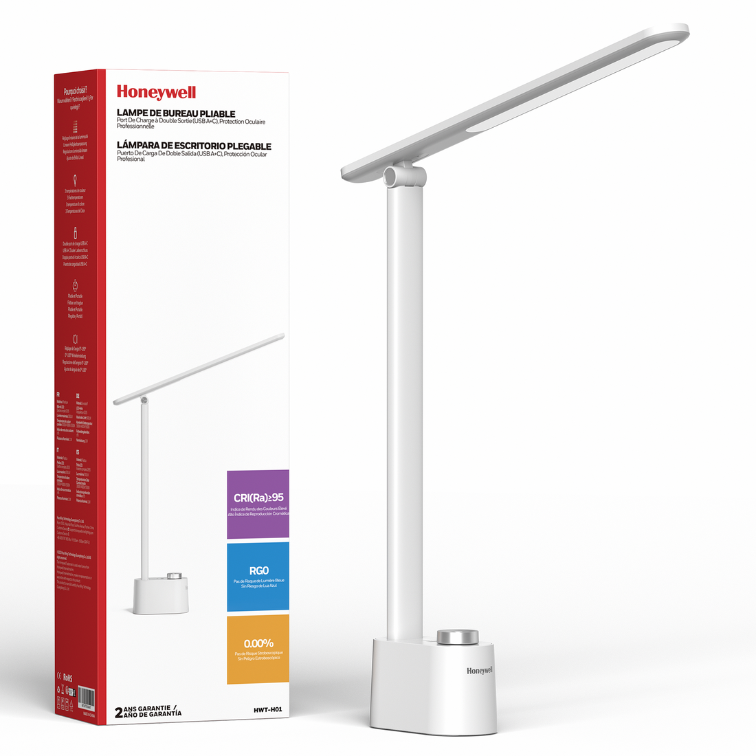 Honeywell H01 Foldable Desk Lamp - HWT-H01W - Desk Lamp, White