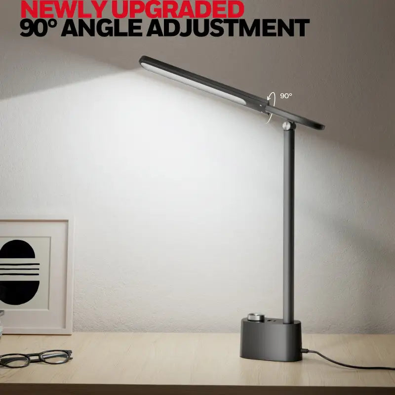 Modern gray honeywell h01 pro portable foldable desk lamp with adjustable 90-degree angle and sleek metallic finish