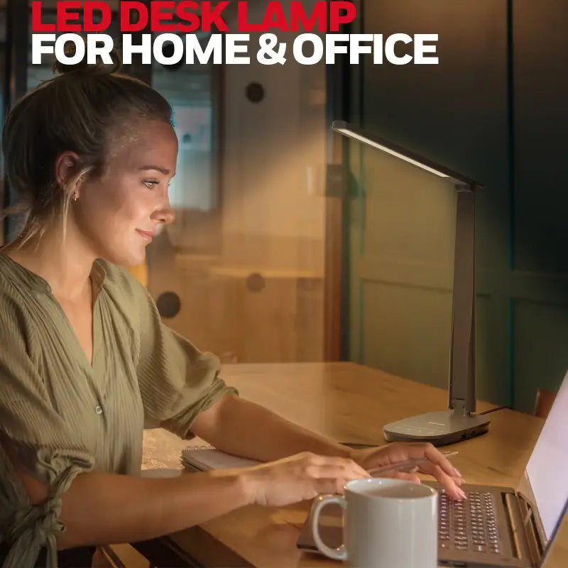 Modern silver honeywell h2 led table lamp with adjustable arm usb charging and eye protection for home or office use