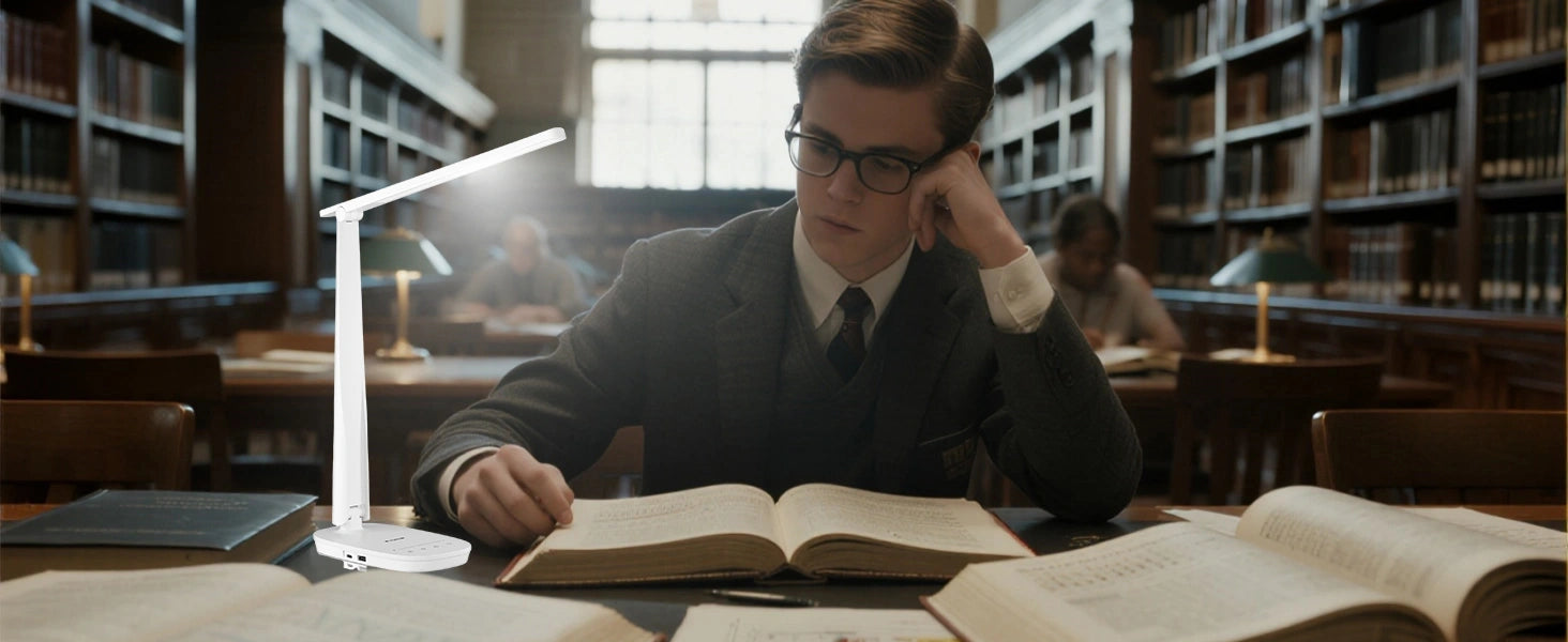 Lampada da scrivania Honeywell H2 di livello professionale con base stabile e regolazione precisa dell'angolo