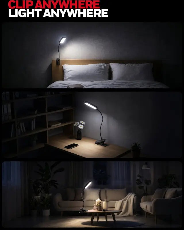 Honeywell h3 rechargeable led desk lamp with stepless dimming clip-on design and flexible gooseneck for versatile lighting