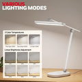 White honeywell h4 intelligent modern led desk lamp with adjustable arm and three color temperature settings